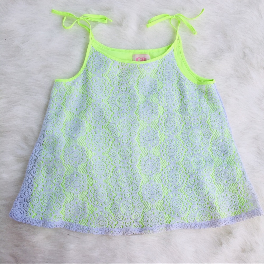 GB Girls Neon Crochet Swing Tank